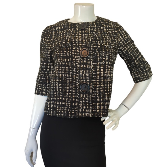 Michael Kors Textured Tweed Blazer 3/4 Sleeves - Picture 1 of 13